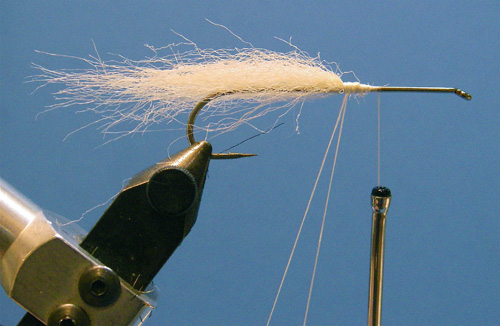 Bullhead-Sculpin-3-1 Step One. Tie in the tail/body and make a large spinning loop.