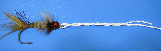 Clinch-Step-2 Step 2. Twist the short end of the tippet 5 to 7 turns around the standing end.